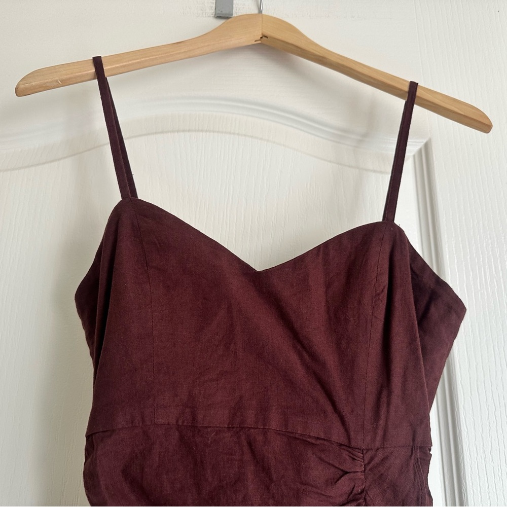 Zara Linen Blend Ruched Mini Dress. Size: Small. Good condition 🤎 - Picture 5 of 11